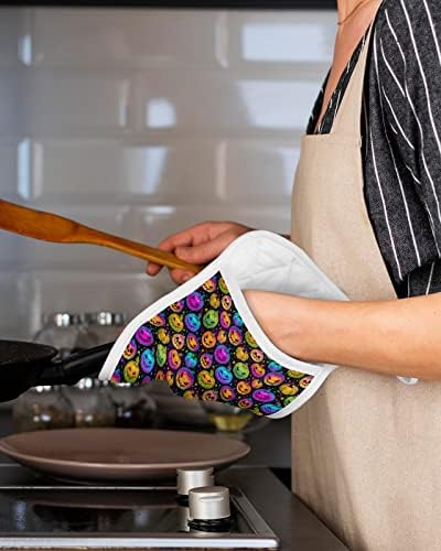5 Piece Halloween Rainbow Pumpkin Potholders for Kitchen Use - Heat-Resistant Durable