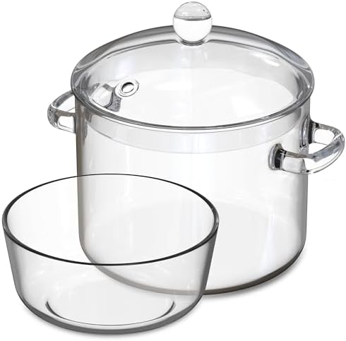 FILULA Glass Pot with Bowl - Durable Elegant for Cooking Serving