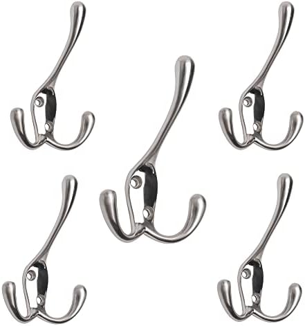 Durable 5-Pack Coat Hat Hooks with Flared Prongs