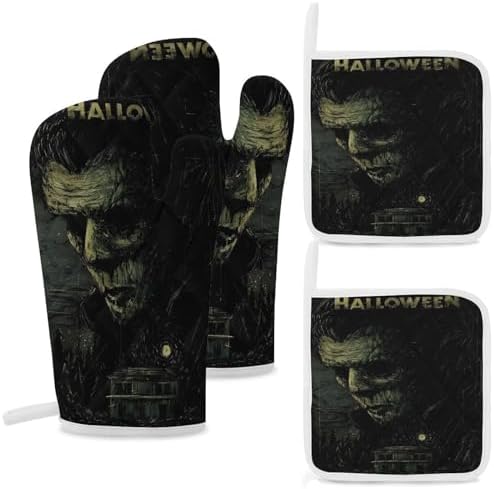 Halloween Oven Mitts Pot Holders Trick or Treat Set