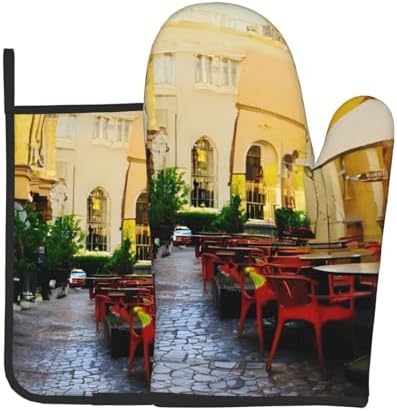 Italian Old Street Elegance Non-Slip Oven Mitt Set
