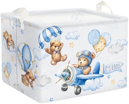 Clastyle 36L Blue Pilot Bear Boy Collapsible Storage Basket