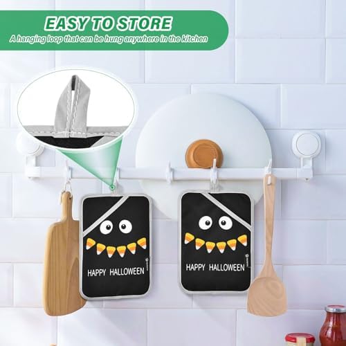 Happy Halloween 2Pcs Funny Pot Holder Set with Pockets for Oven Use