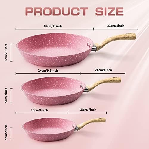 Nonstick Frying Pan 11 inch Pink Egg Pan