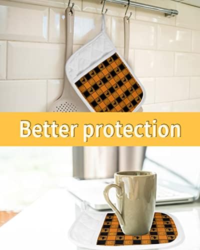 Halloween Heat-Resistant Potholders Set of 5 - Black Orange