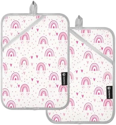 Color Pink Rainbow Heart 2-Pack Pot Holders