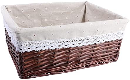 Wicker and Fabric Storage Basket