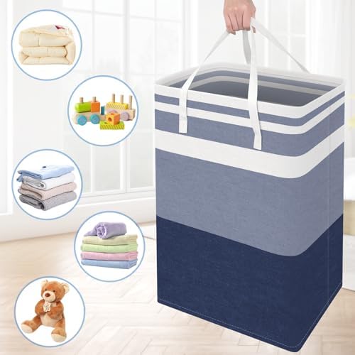 BlissTotes 3-Pack Gradient Blue Collapsible Laundry Basket