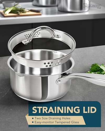 Stainless Steel Sauce Pot Set with Steamer 5Pcs