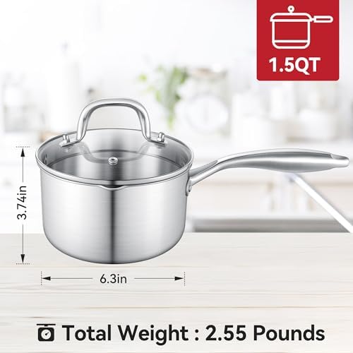 Sturdy Elegant 15 Quart Stainless Steel Saucepan
