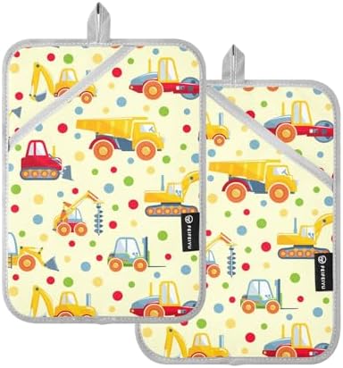 Double Potholder Set Excavator Truck Heat-Resistant Oven Mitts