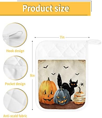 Halloween Black Cat Transformation Pot Holder Set