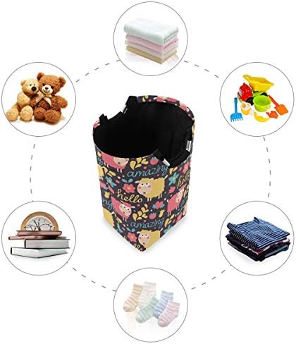 MOYYO Cute Animal Sheep Flowers Laundry Basket Collapsible Storage Bag