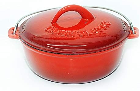 12 Qt Red Enamel Cast Iron Dutch Oven