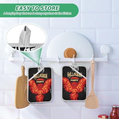 OURVII 2Pcs Halloween Flying Owl Potholders Set