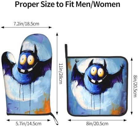 Halloween Bat Graffiti Oven Mitts Set