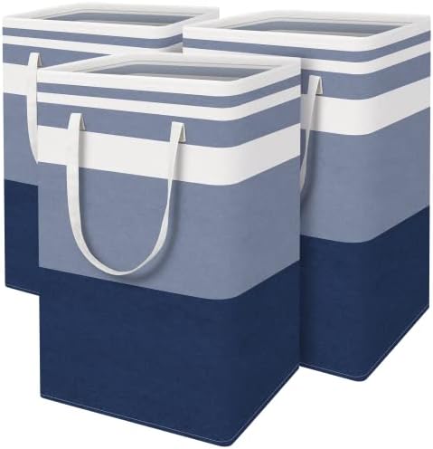 BlissTotes 3-Pack Gradient Blue Collapsible Laundry Basket