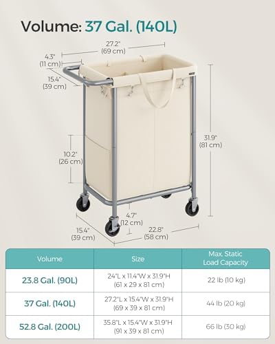 Versatile Durable 37-Gallon Laundry Hamper for Big Families