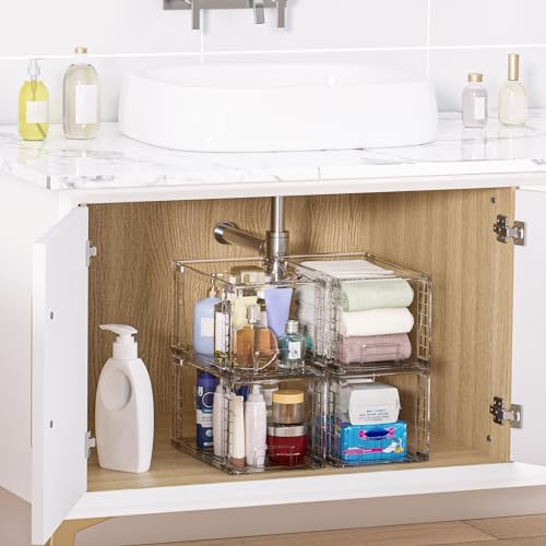 4-Pack Acrylic Storage Drawers for Bathroom Kitchen Pantry Organization