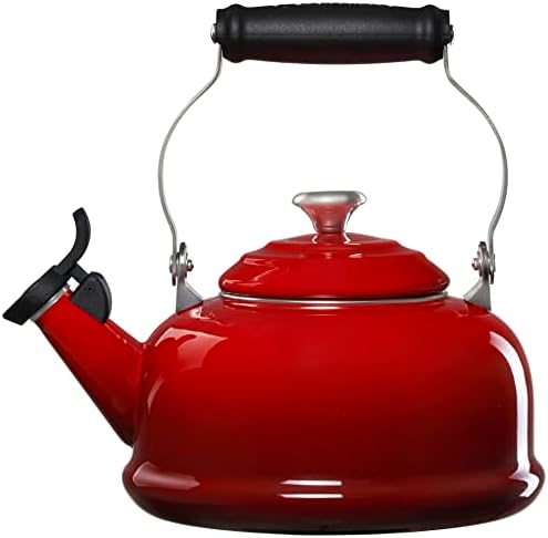 Delightful Quencher Le Creusage Enamel On Steel Whistling Tea Kettle 17 qt Cerise