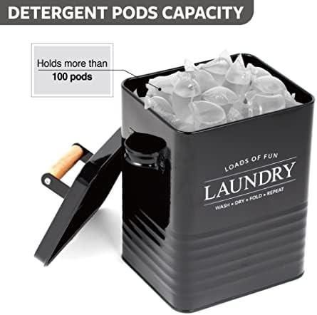 Calindiana Modern Farmhouse Laundry Soap Dispenser with Scoop and Holder Black