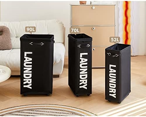 Ultra Portable 29-Inch Slim Laundry Hamper with Wheels Black
