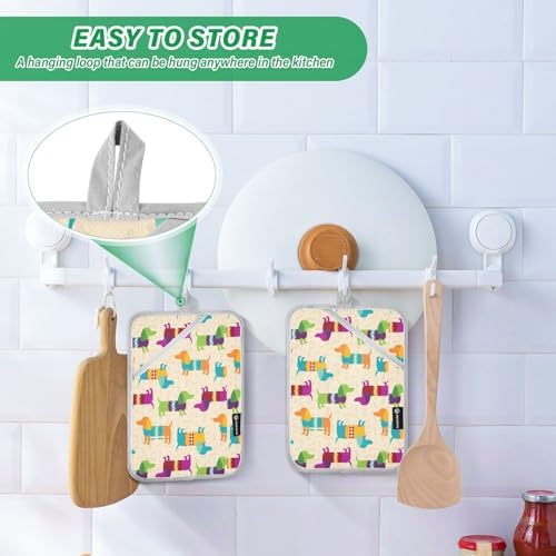 Dalmations Potholder Set Colorful Dachshund Wiener Oven Mitts