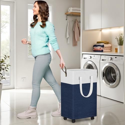 Durable Space-Saving Rolling Laundry Basket with Wheels