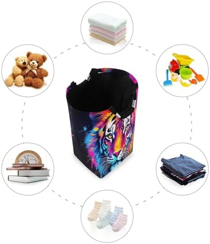 Kigai Collapsible Laundry Basket with Handles Cute Tigers Waterproof Nevil