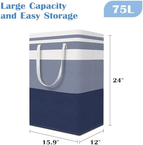 BlissTotes 3-Pack Gradient Blue Collapsible Laundry Basket