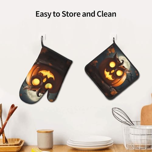 Halloween Silicone Oven Mitts - Owl Pumpkin Heat Resistant Kitchen Glove Set