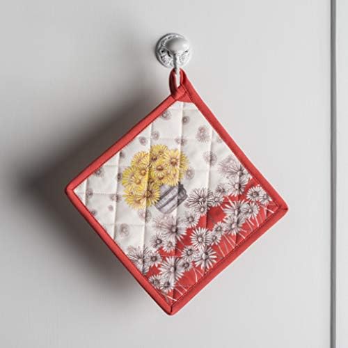 8x8 Heat-Resistant Cotton Potholder with Loop for Kitchen Use
