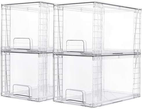 4-Pack Acrylic Storage Drawers for Bathroom Kitchen Pantry Organization