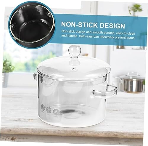 High-Borosilicate Glass Noodle Pot with Cover 1500ml Double Ear Stew Pot