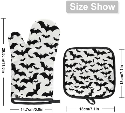 Halloween Bat Prints Oven Mitt Set of 2