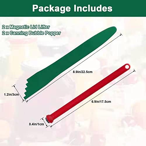 4-Piece Canning Kit with Magnetic Lid Lifter Bubble Popper RedGreen