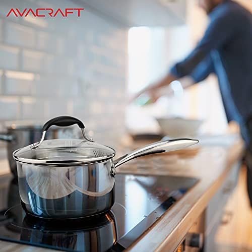 AVACRAFT 25 Quart Saucepan with Glass Lid and Spouts