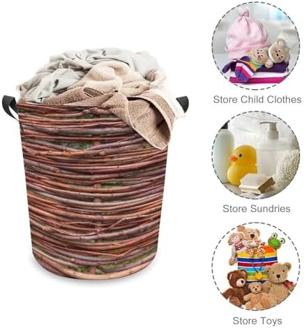 MEIKKO Woven Branches Laundry Basket with Waterproof Coating
