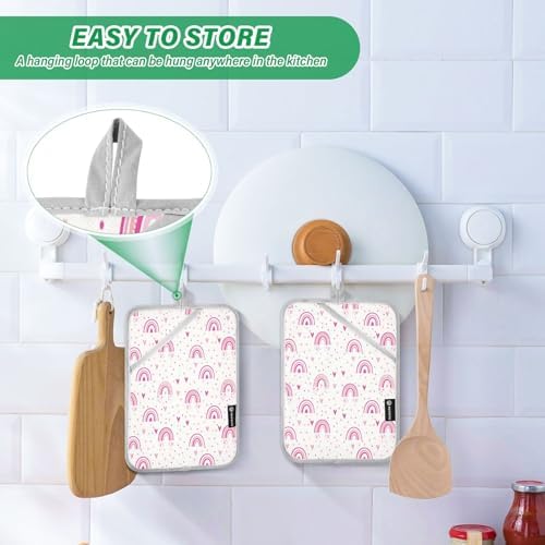 Color Pink Rainbow Heart 2-Pack Pot Holders