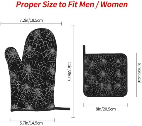 Halloween Spiders Oven Mitts Pot Pads Heat-Resistant Cooking Gloves