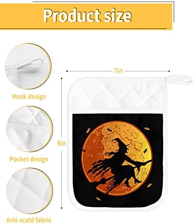 Halloween Trick or Treat Pot Holder Set - Witchy Heat-Resistant Kitchen Pots