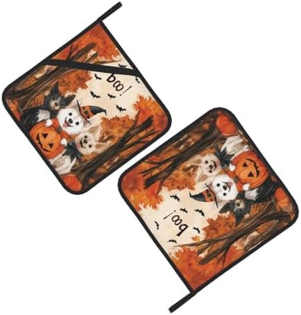 2Pcs Ghost Dogs Halloween Decor Pot Holders for Kitchen
