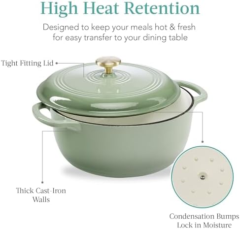 6 Quart Cast-Iron Dutch Oven - Sage Green