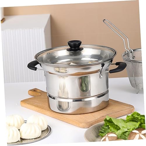 Stainless Steel Soup Saucepan Set with Lid and Steaming Basket