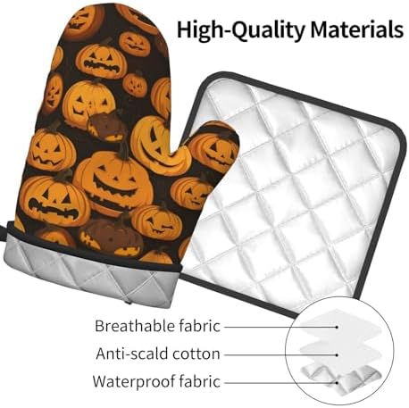 XHHRRDNZ Halloween pumpkin Oven Mitts Set of 2
