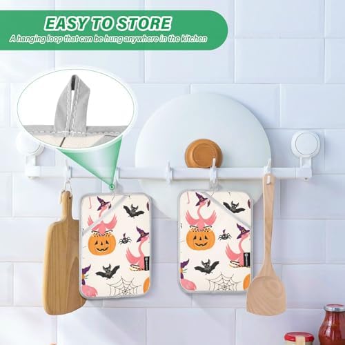 Flamingo Spiders Halloween Potholder Set with Pockets
