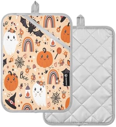 YETTASBIN Halloween Pumpkin Ghost Potholder Set 2 Pack