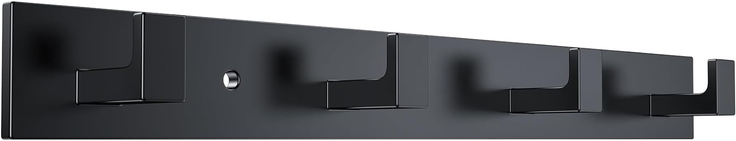 STKYGOOD Wall-Mounted Coathook Organizer Heavy Duty Metal Black 44 lbs Capacity