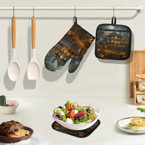 TropicalLife Retro Halloween Oven Mitts Set