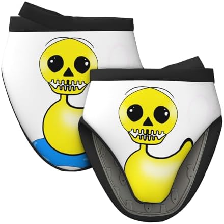 Spooky Halloween Yellow Oven Mitts for Kids and Adults